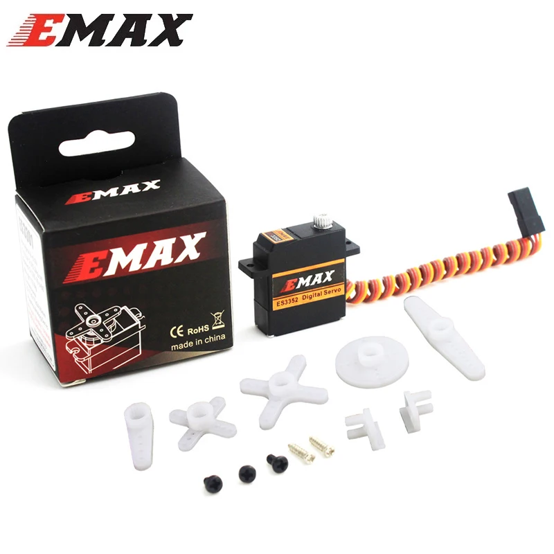 1/4 PCS EMAX  ES3351  ES3352 9mm 4.8-6V Analog / Digital Servo Metal Gear For RC Glider Rc Airplane RC Drone 5