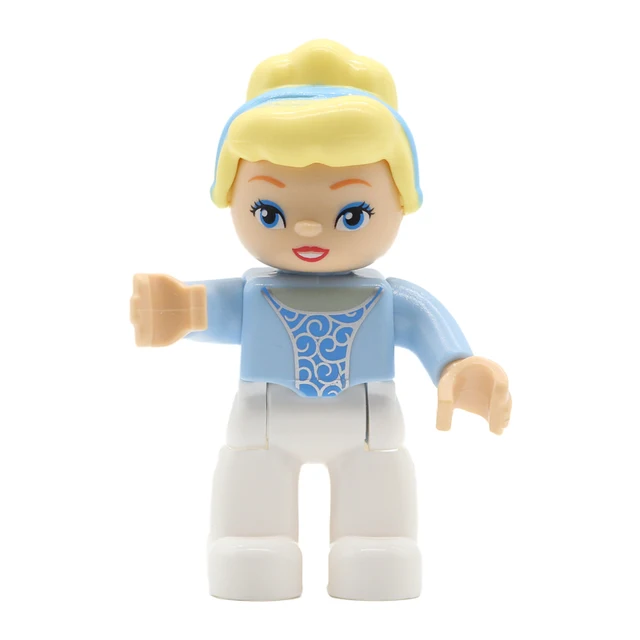 Big Size Action Figures City Princess Policemen Family Building Block Doll Character Accessory Toys Assembly Children Kids Gift Blue Princess