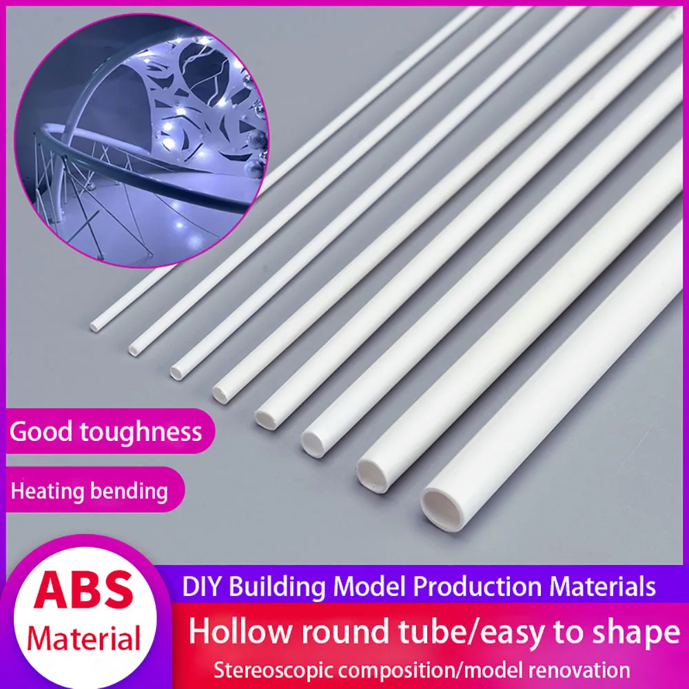 

5/50Pcs 2mm 2.5mm 3mm 4mm 5mm 6mm ABS Round Pipe Tube Length 250mm Hollow Plastic Hard Rubber Tube for Building Structure Model