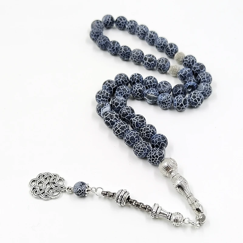 Tasbih Natural agates stone Blue Metal tassel 33 66 99 prayer beads islamic fashion stone Muslim Rosary