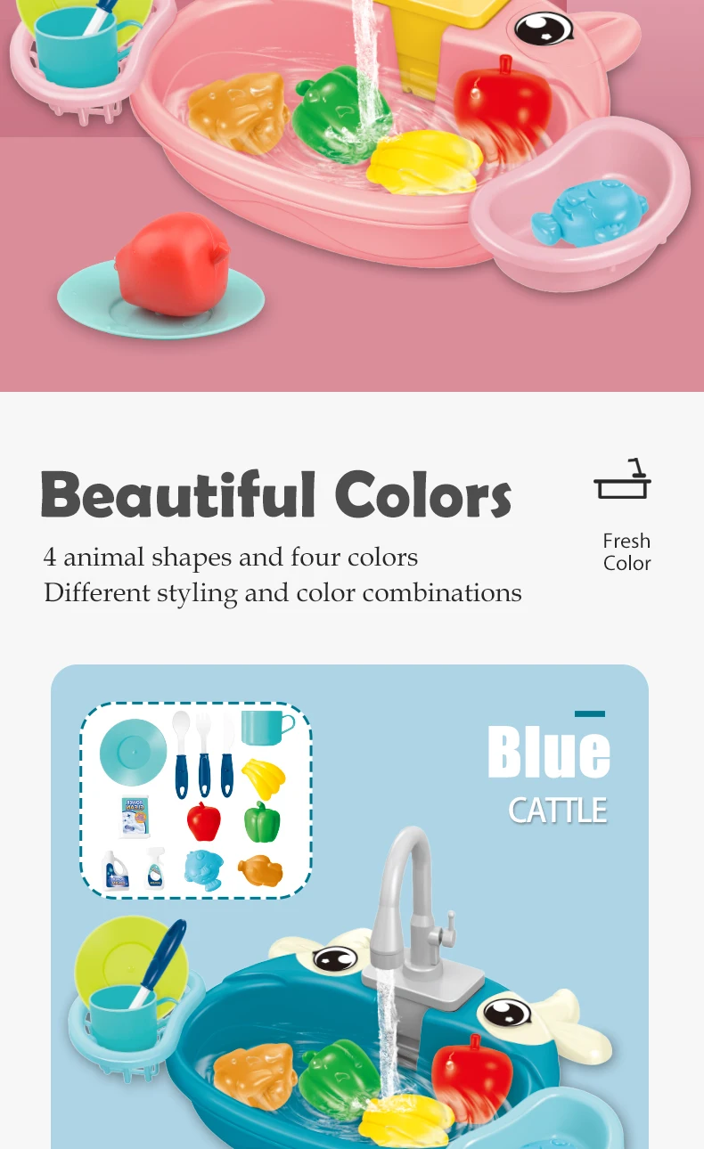 Dishwasher Kitchen Sink Toys, Toddler Kitchen Sink Toy Electric Playing Automatic Water Cycle System Toy Gifts for Kids 