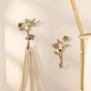 Alloy Decorative Hook 2pcs Retro Hook Set Golden Wall Coat Racks Flowers Bird Hanger Room Decoration Accessories Key Holder 1