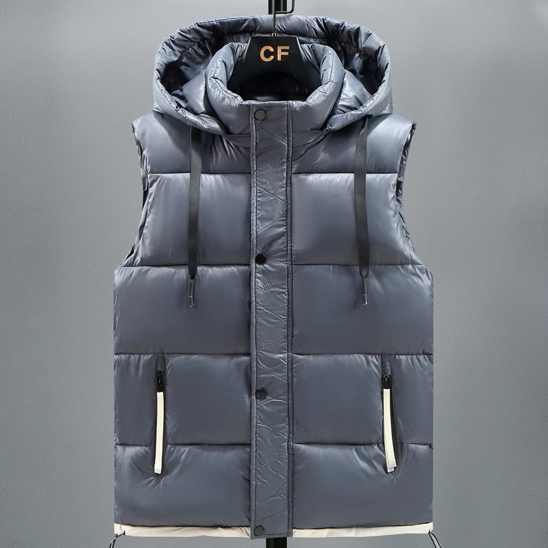 

Жилет мужской с подкладкой, на молнии, однотонный, черного и серого цвета