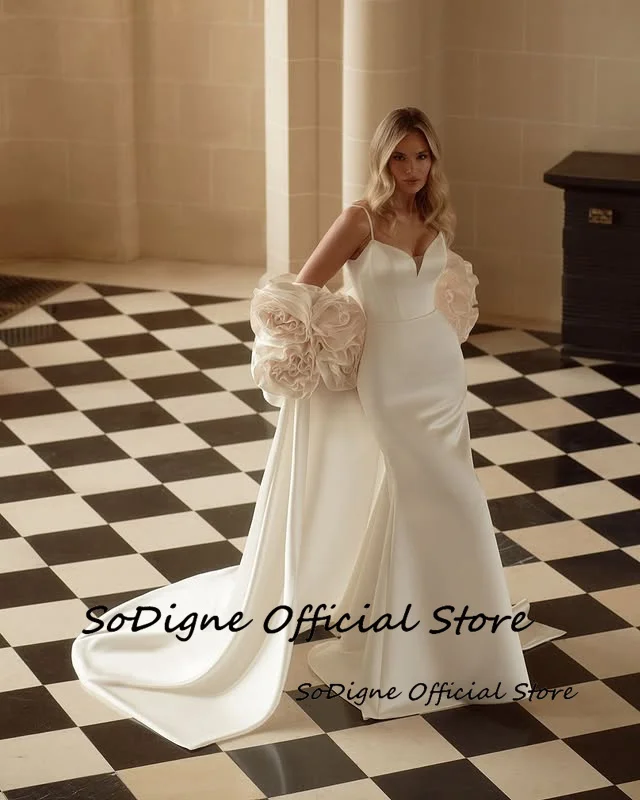 SoDigne Mermaid Satin Wedding Dresses Sweetheart Sleeveless with Shawl Bridal Dress Wedding Gown Robe De Mairee Customized 14 S38d9b0165b6d4109bb8e8e53179387adU
