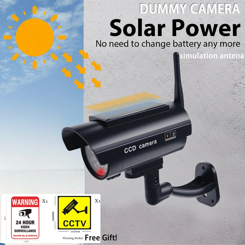 Mini Solar Powered Waterproof Fake Camera With Antena Dummy CCD Security Camera Home Yard Office Security System Scare Theft 1