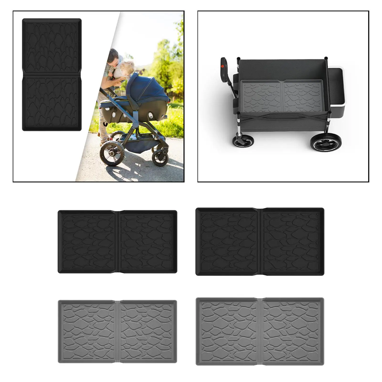 Silicone Stroller Wagon Mat Easy Clean Foldable Prevent Dirt Water Spill Comfortable Waterproof Accessories All Weather Mat