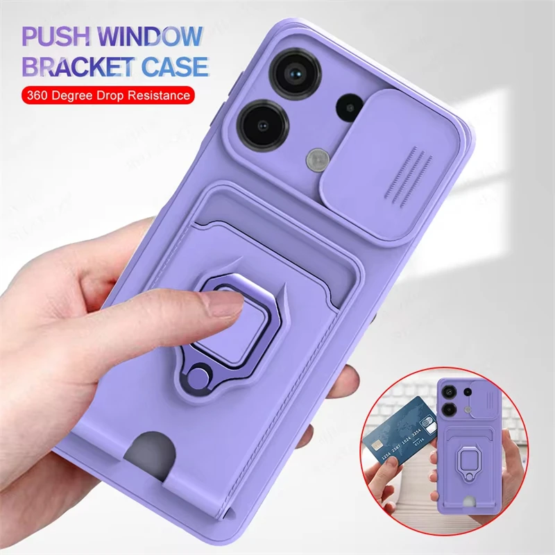 Slide Camera Card Slot Shockproof Luxury Armour TPU Phone Case