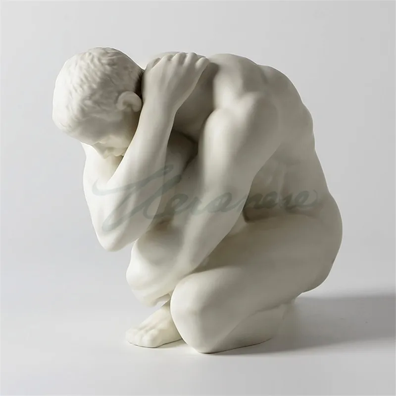 

CREATIVE ABSTRACT CERAMICS HANDICRAFT BODY ART HOME DECOR NUDE MALE SQUATTING ROOM DESK STATUE INTERIOR SHOWPIECE FIGURINE R4139