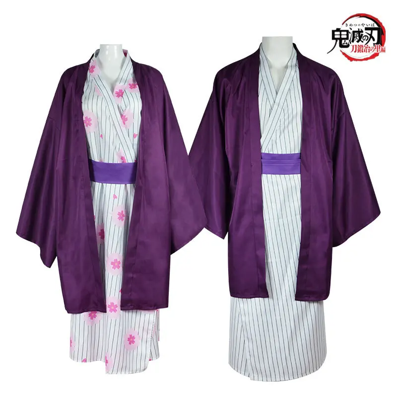 

Kanroji Mitsuri Anime Demon Slayer Kimetsu no Yaiba Kamado Tanjiro Bathrobe Kimono Cosplay Costume Halllloween Party Outfit