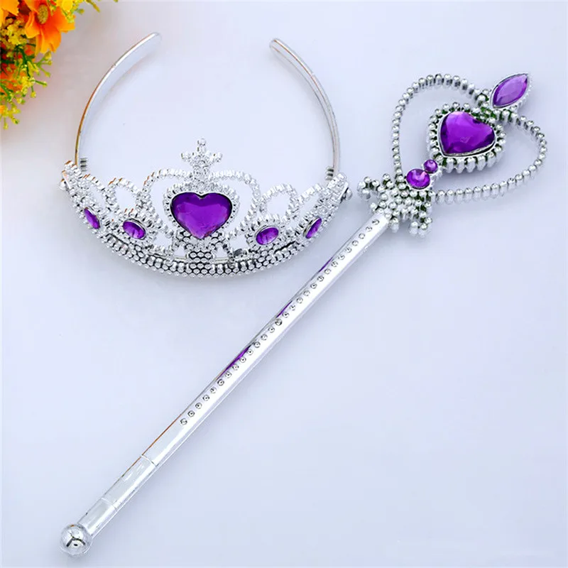Corona Y Varita Mágica De Princesa Para Niña, 4 Colores (azul, Rosa, Morado, Rojo), Ideal Para Cumpleaños Y Juegos