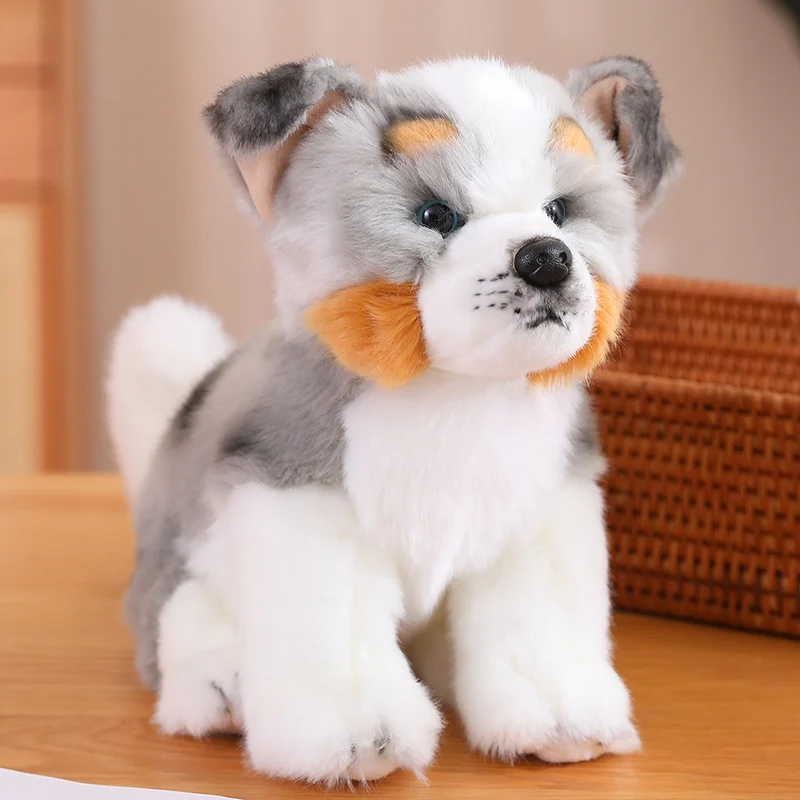 thumbnail image 1 of Cachorro de bulldog francés de peluche, perro lobo, mastín tibetano, juguete de peluche, lindas mascotas de simulación, muñecos de bebé esponjosos, regalos de cumpleaños para niños, 1 of 5