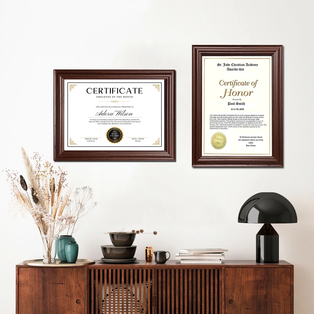 2PS A4 8x12'' Certificate Frame log Walnut Wooden Vintage Document Photo Frame For Honor Certificates modern Wall home Decor photo frame,wood canvas frame,wood photo frame,wood frame,wood picture frame