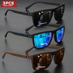 Premium Square Frame Polarized Sunglasses with Multicolor Coated UV Protection Lenses (3PCS - 4)