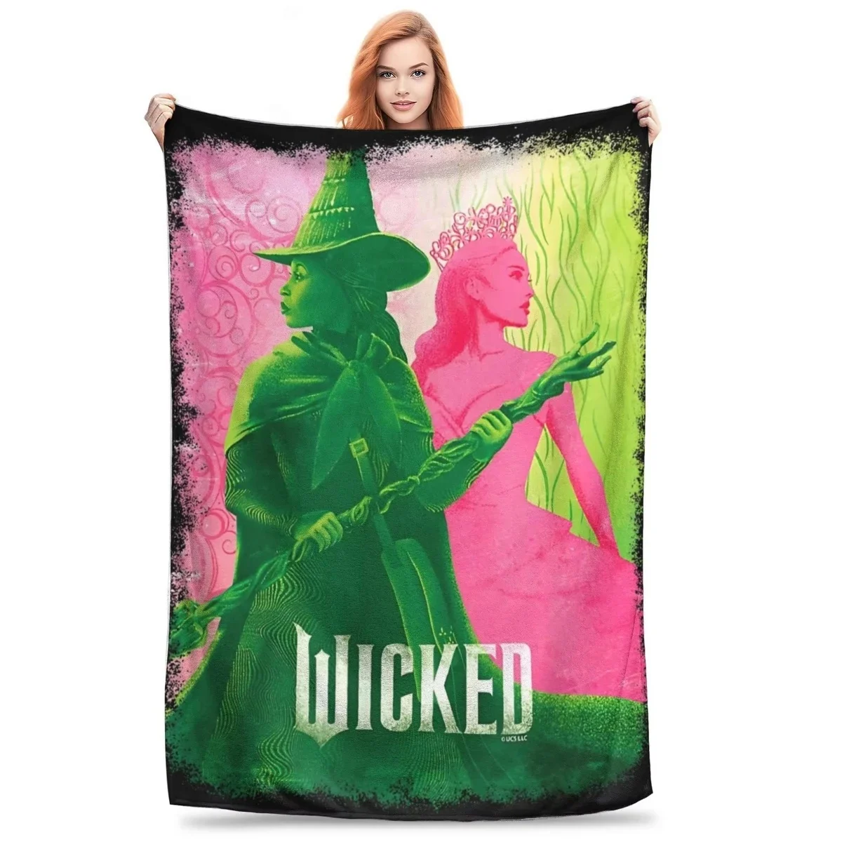 Wicked Musical Movie 2024 Blanket Soft Throw Blanket for Home Bedroom Bed Sofa Travel Office Solid Cover Blanket Kids 3D Quilt