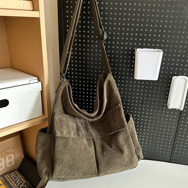 Corduroy Women's Shoulder Bag Large Capacity Vintage