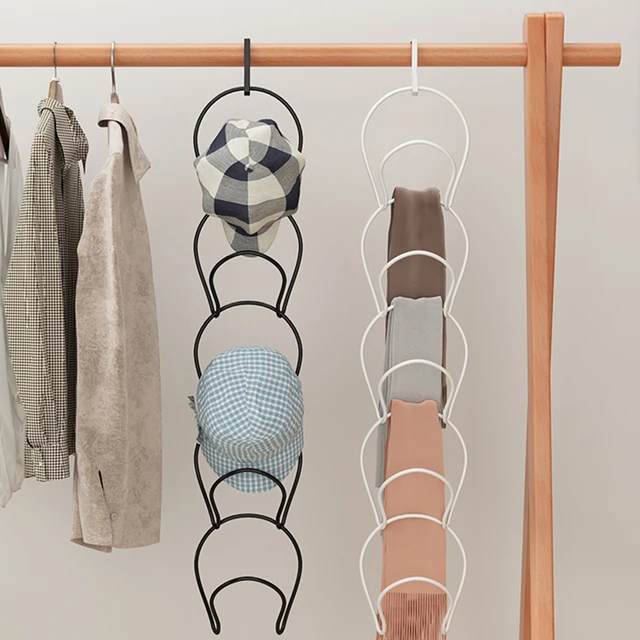 Réteg Kalap Kijelző Törülköző Megtakarító Sapka Sapce Fém Táska Sál 5 Szekrény Állvány Ajtó Szervező Kerek Fogas Tartó Tároló Összecsukása - Image 2