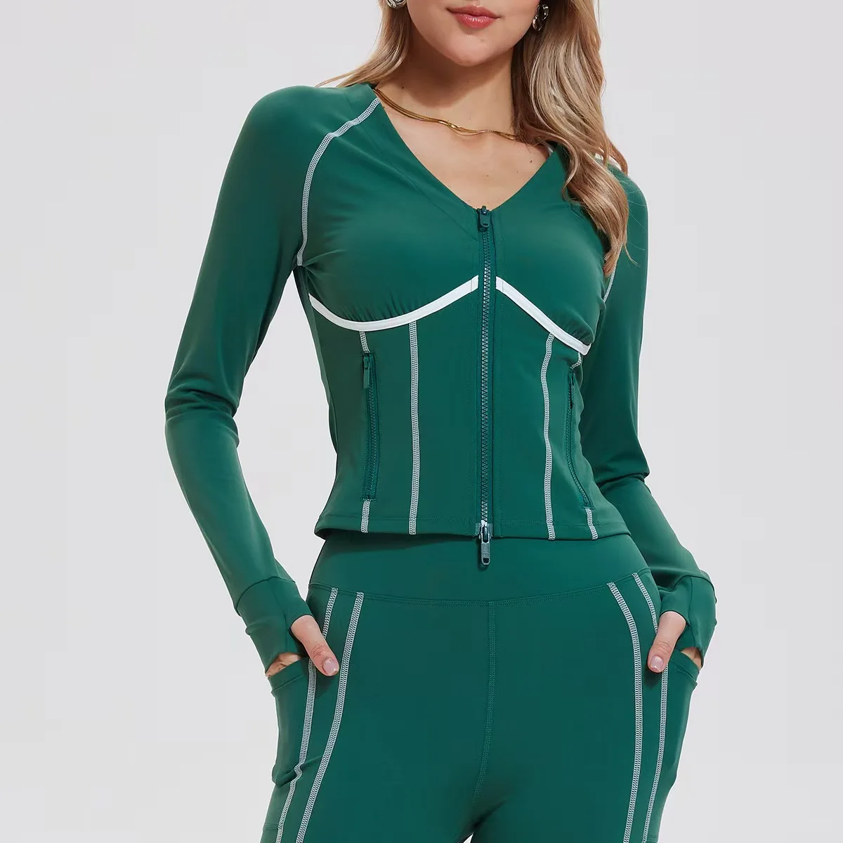 여성용 스포티 짧은 소매 없는 재킷 슬림핏 지퍼 가디건 아우터 긴팔 캐주얼 스포츠웨어 봄 오픈 프론트