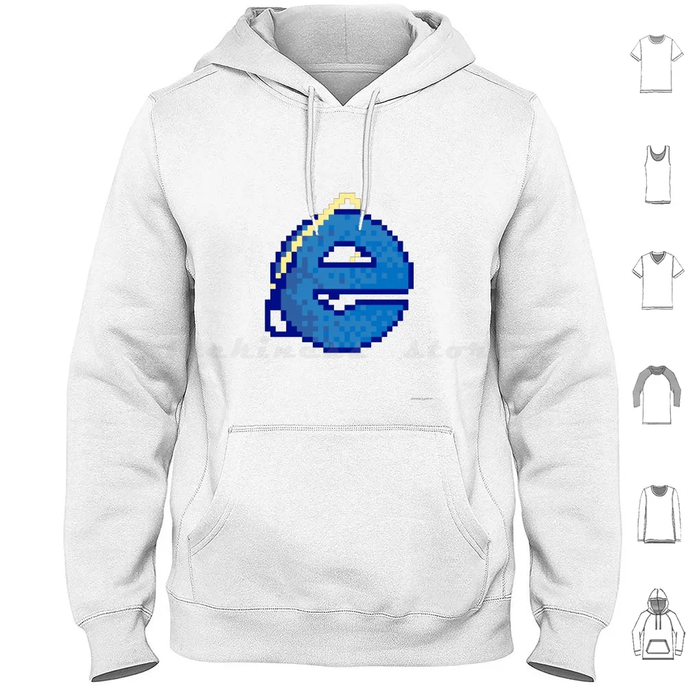 Internet Explorer (Pixel) Felpe Con Cappuccio Manica Lunga Internet Pixel Pixel Art Windows 98 Vaporwave 90S Microsoft Internet