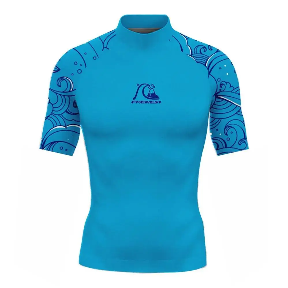 남성용 래쉬가드 반팔 서핑 셔츠, 자외선 차단 라이크라 원단 상의, 서핑 맨투맨..