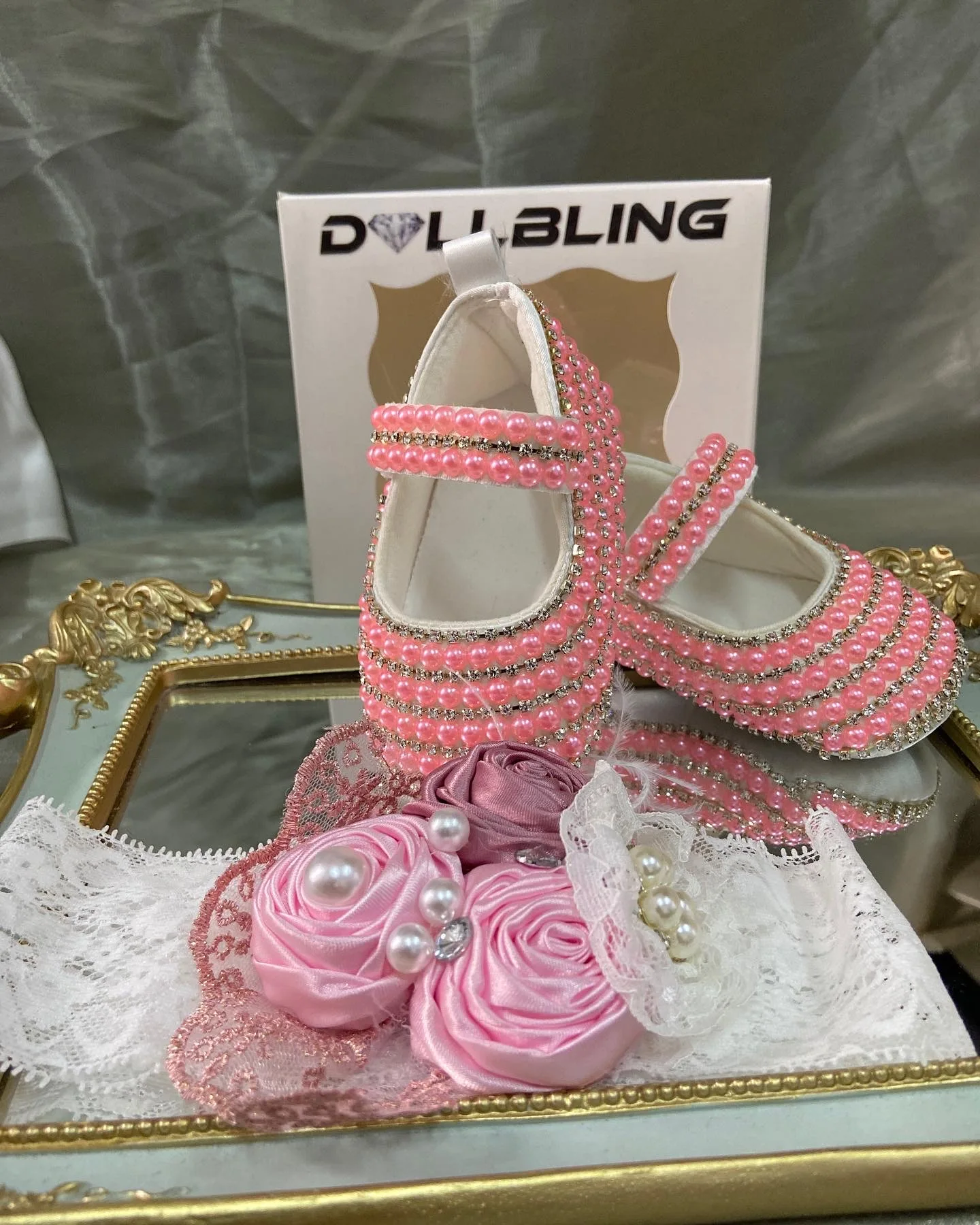 Dollbling Baby Shoes Girl Christening Shoes Pearl Handmade Baptism Birthday Present Princess Little Girl