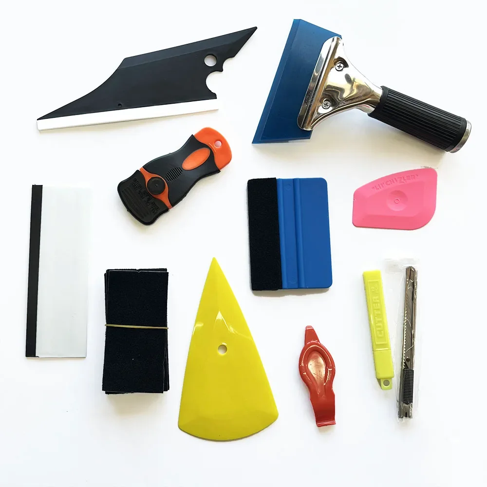 11Pcs Car Window Tint Wrapping Vinyl Tools Squeegee Scraper Applicator Kits Set Car Body Film with Spare Blades