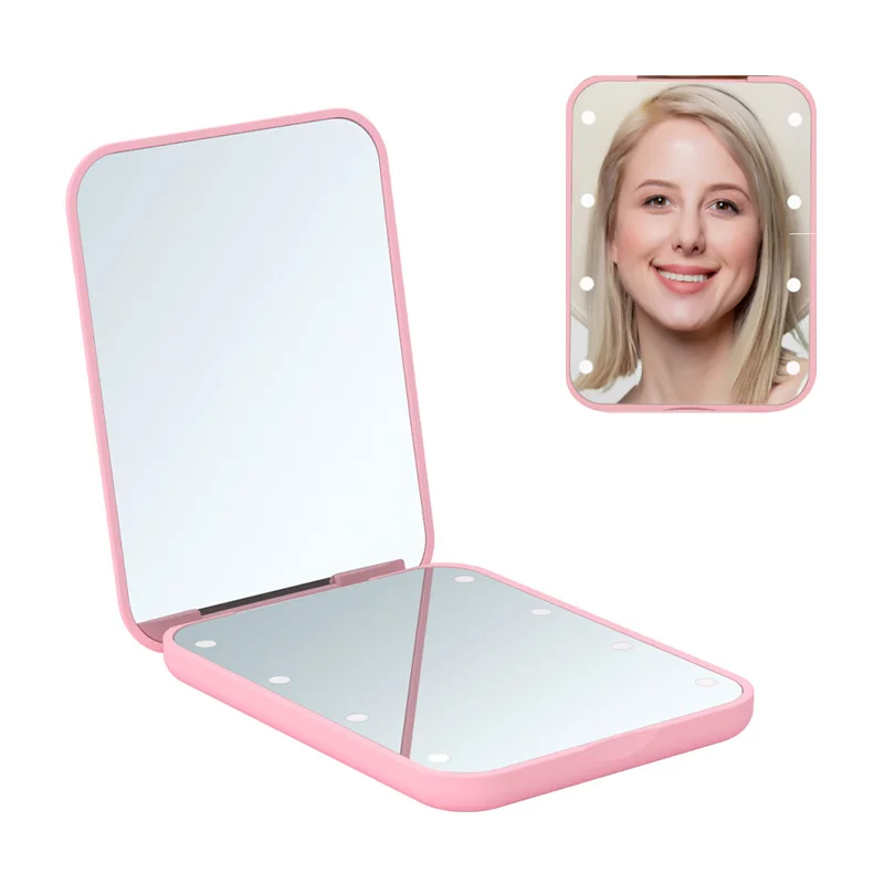 Pocket LED Compact Travel Makeup Mirror – 2-Sided Folding Magnification with Light for Purse 1
