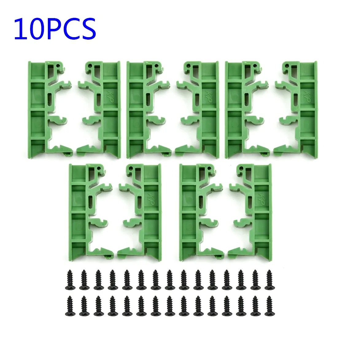 

2019 Hot 5 Set Of PCB Mounting Brackets With 20 Screws DRG-01 Green Plastic 4.2x1x1.8cm Fit For DIN 35 Mounting Rails
