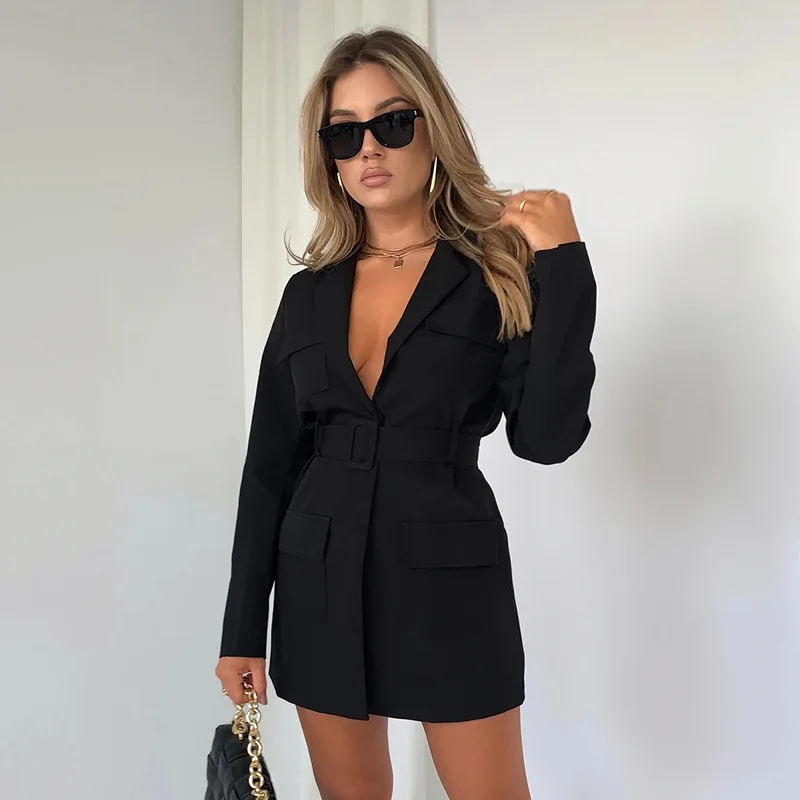 Solid Color Short Trench Coat Lace-up Side Pockets Trench Suit Collar Casual Coat for Women Daily Office Lady Street Clothing