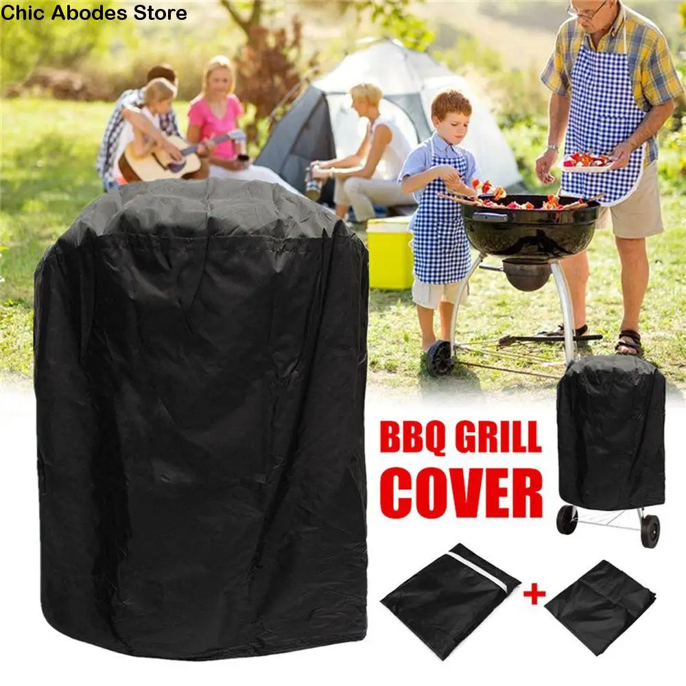 Round Black Gas Rain Outdoor Charcoal BBQ Cover BBQ Accessories Protective Grill Protector
