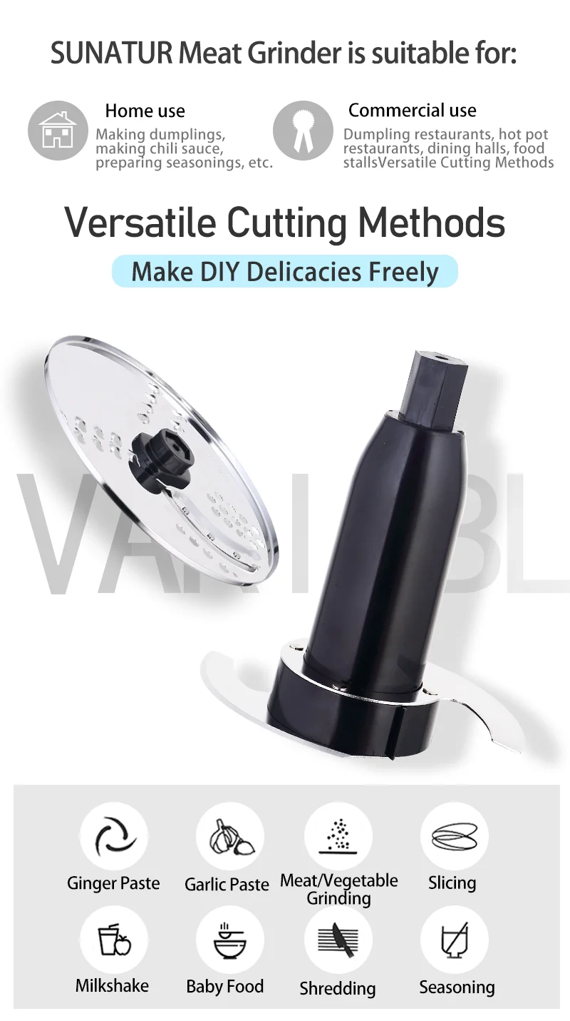 Description Picture 3 of itemSUNATUR 350W Garlic Paste Maker 1.8L food processor Electric Commercial vegetable chopper Food preparation Crusher meat grinder