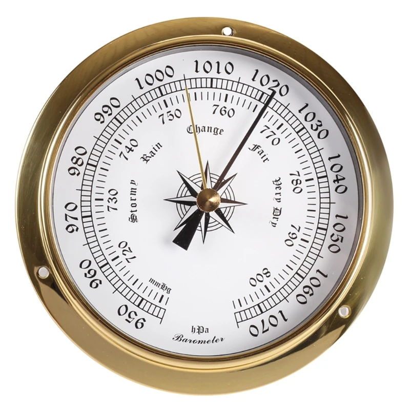 Wall Mounted Thermometer Hygrometer Barometer Watch Tidal Clock Weather Station Indoor Outdoor 115mm