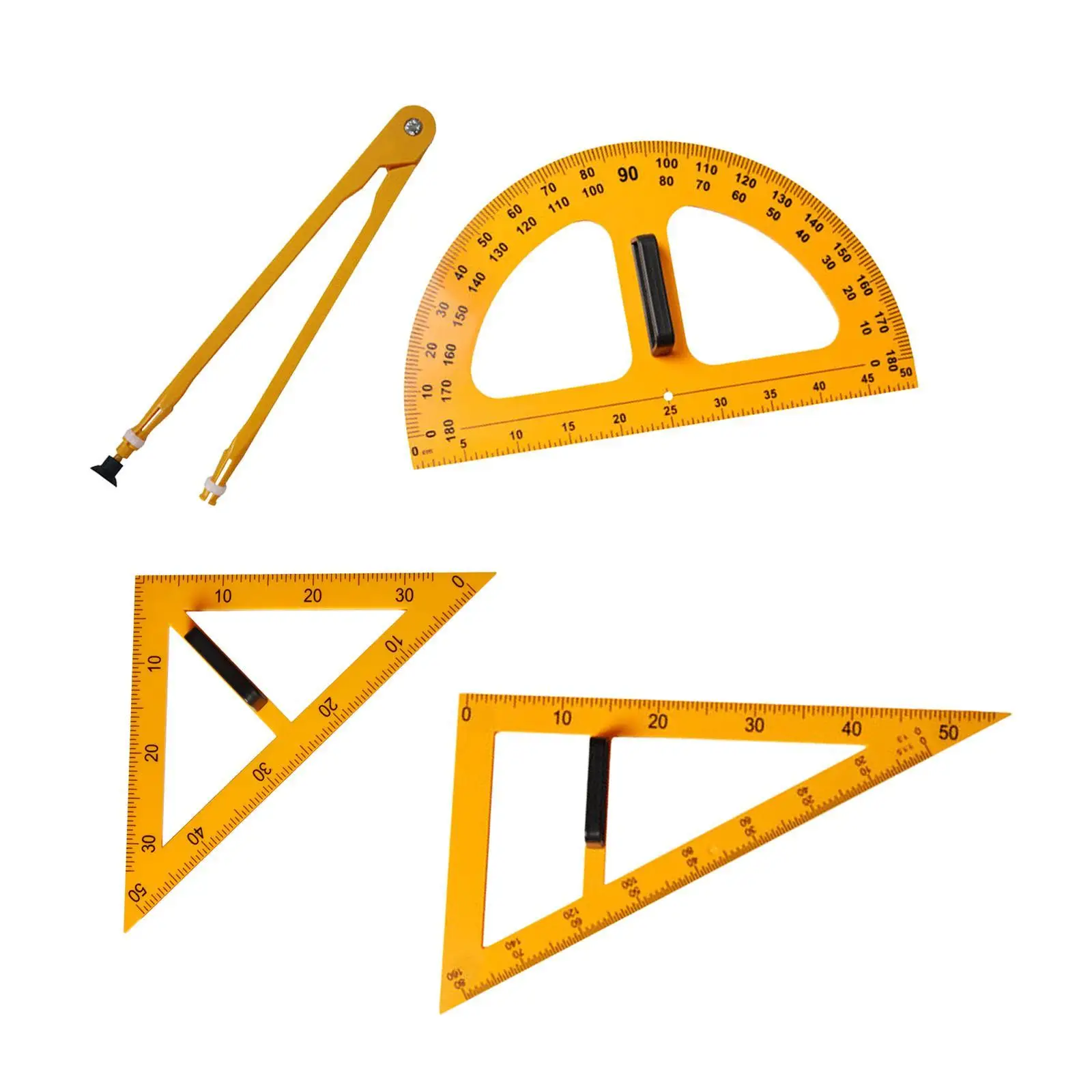 4Pcs Large Math Geometry Ruler Math Geometry Tool for Engineering Drawings