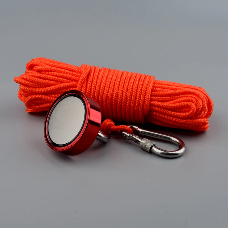 Festival Gift 90KG N52 Neodymium Red Magnet Permanent Imane Lifting Magnets 10m Rope Option Search Magnetic