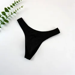 Men's Youth G - String Briefs with Large Pouch - Solid Color Bikini Underwear for Enhanced Comfort (Black)