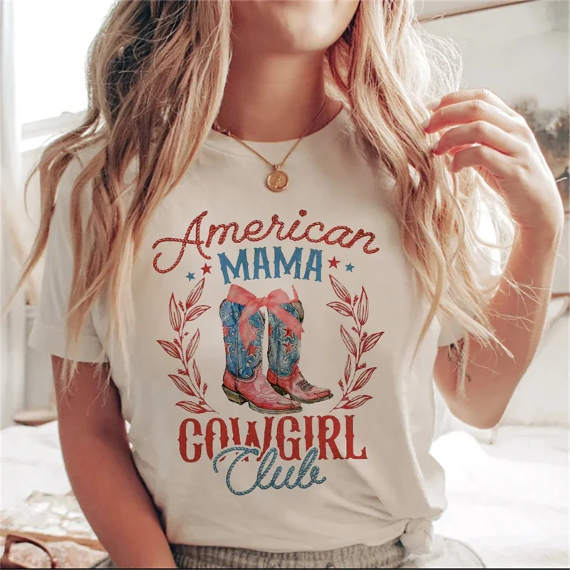 

Женская летняя футболка с коротким рукавом, круглым вырезом и принтом