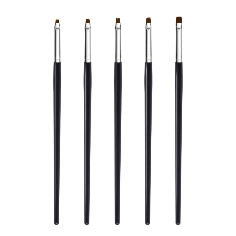 5pcs Nail Brushes Flat Head Nail Gel Polish Builder Extension Phototherapy Painting Drawing Art Pen Manicure Tools Accessories 5