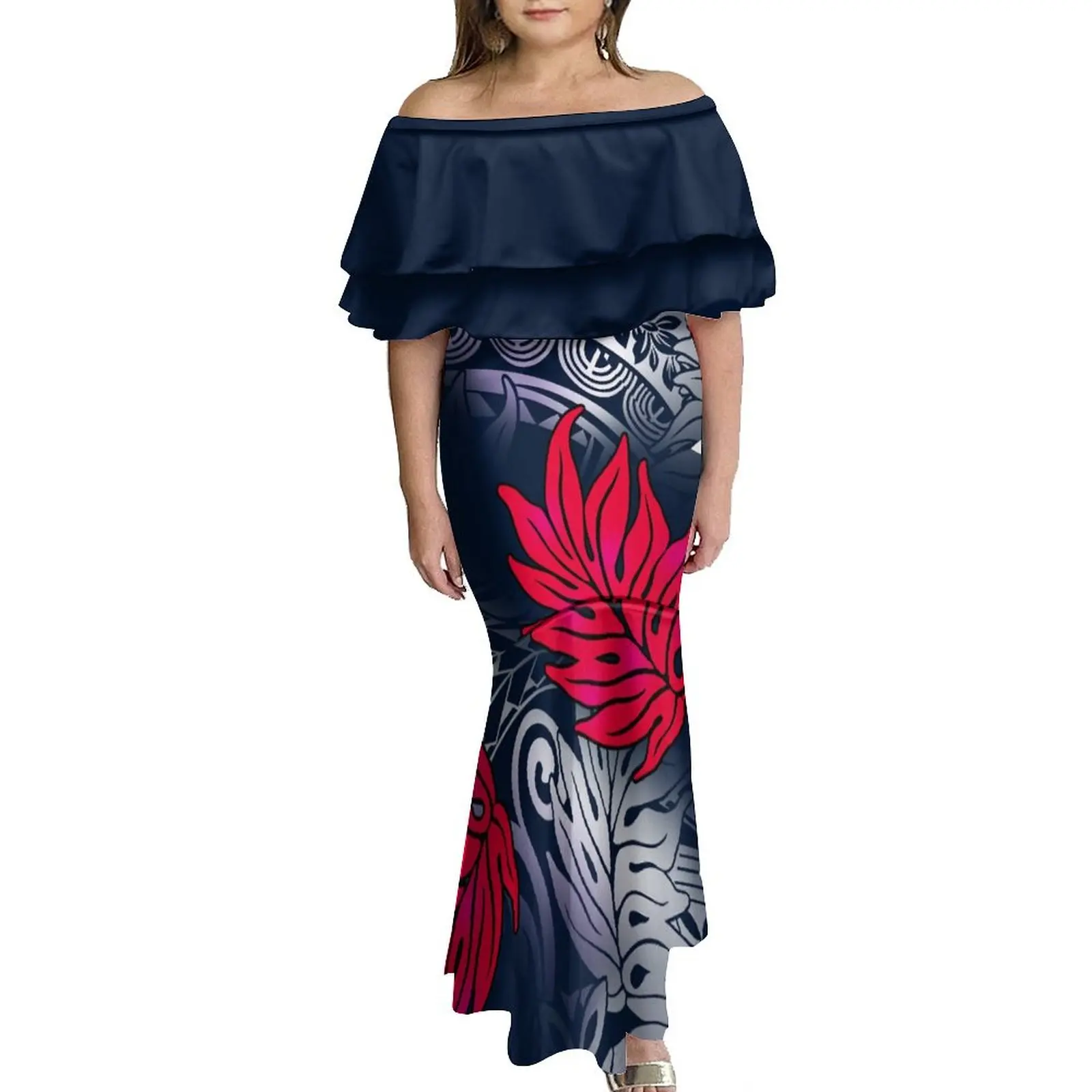 

Polynesian Tribes Hawaiian Women'S Dress Women'S Off-The-Shoulder Dress Cocktail Party Fashion Maxi Dress Free Shipping