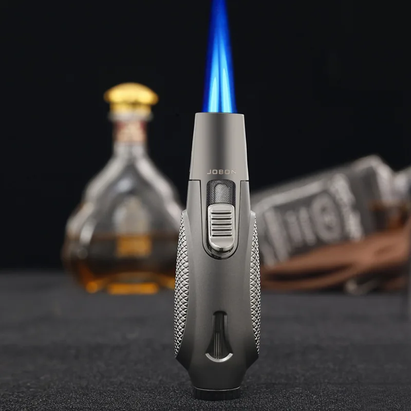 

JOBON 2 Jet Torch Cigar Lighter Metal Inflatable Gas Butane Blue Flame Windproof Lighter Smoking Cigar Accessories with Goft Box