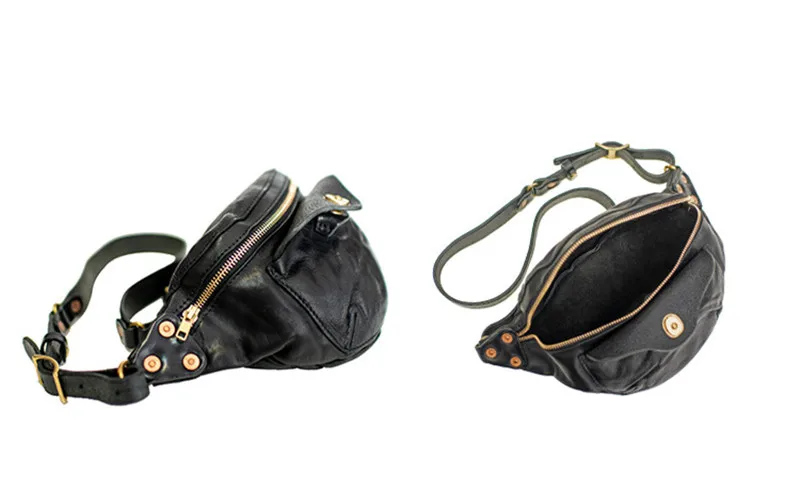 Fashion luxury genuine leather men small chest bag designer handmade high-quality natural real cowhide motorcycle crossbody bag