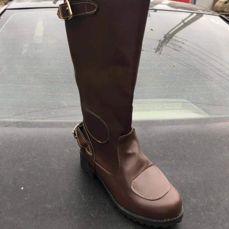 Motorcycle Boots Men Large Size Motorcycle Boots European and American High Tube Knight Boots Buckle Design Women