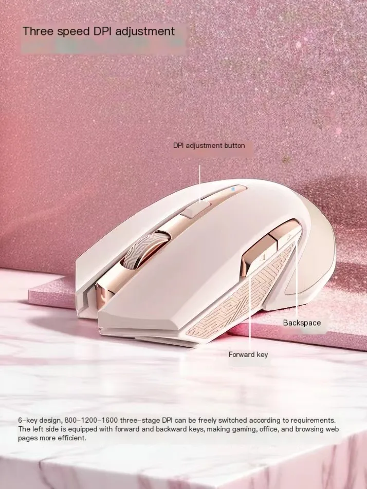 Pink wireless mouse ergonomic shape