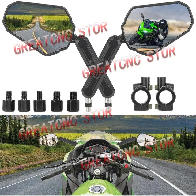 High Quality Universal Motorcycle Rear View Mirrors Foldable Rear View Handlebar Side Mirror Angle Adjustable