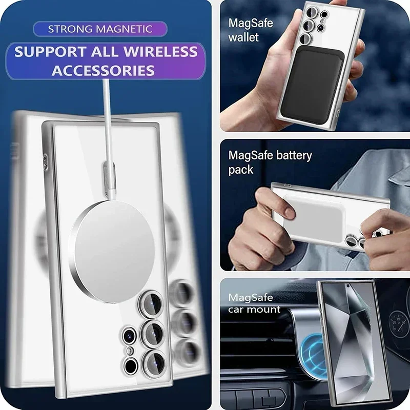 Luxury Transparent Plating Phone Case with MagSafe Magnetic Protection