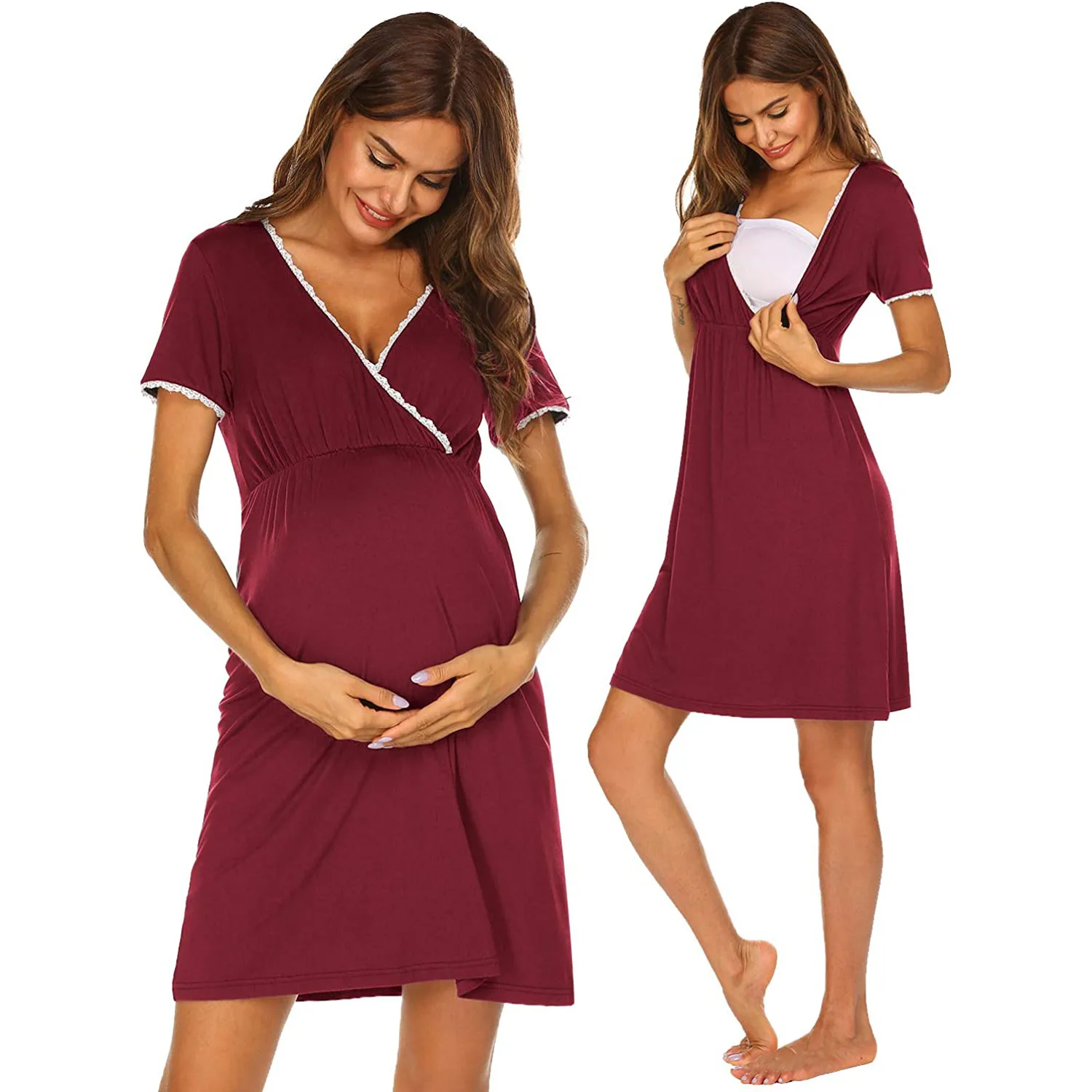 Maternity Sleepwear Women 3 in 1 Delivery/Labor/Nursing Nightgown