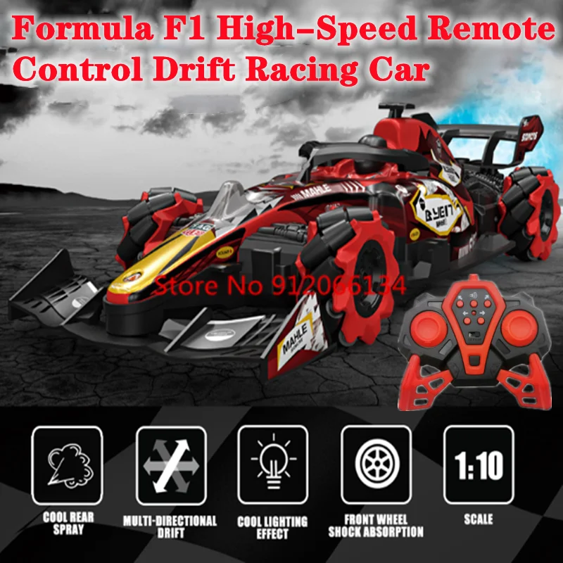 

30KM/H Spray Horizontal Driving RC F1 Racing Car 4WD Cool Lighting 360 ° Rotation Stunt Tire Remote Control Drift Car Kids Gift