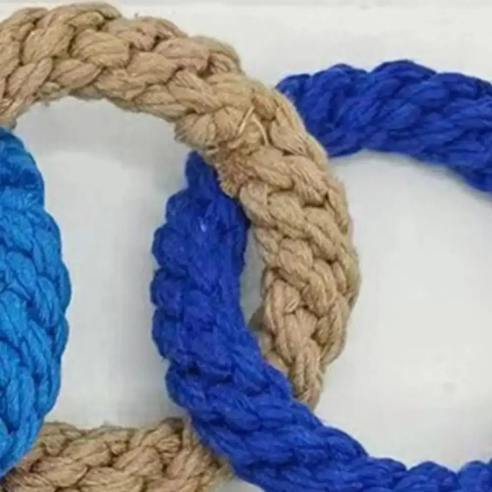 DIY Hamster Climbing Rope Toys Handcrafted Colorful Bird Rope Swing Triple Ring Cotton Rope Hanging Swing Cage Teething