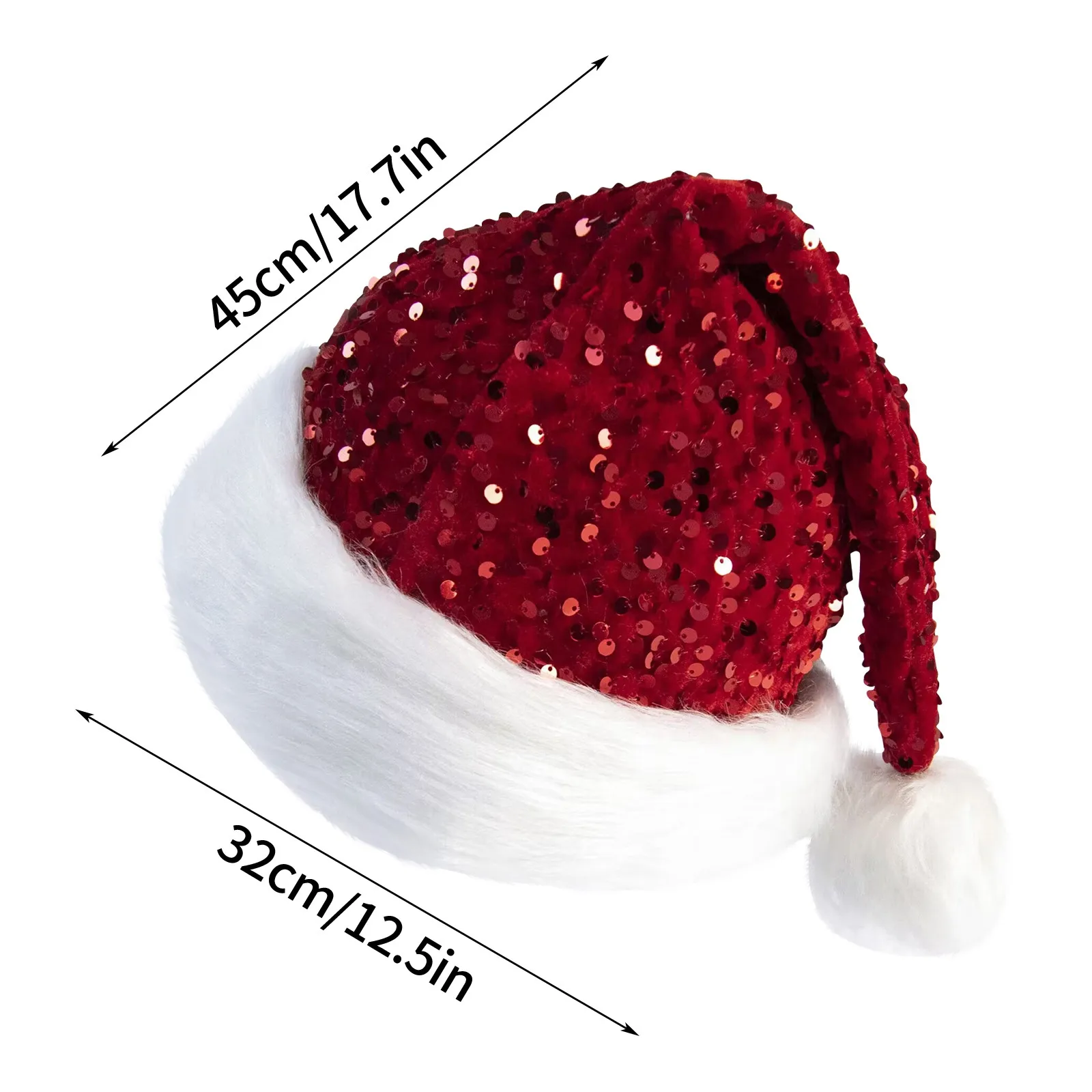 Christmas Beanie Hat Red Double-Layer Sequin Sea Style Plush Hat christmas beanie hat