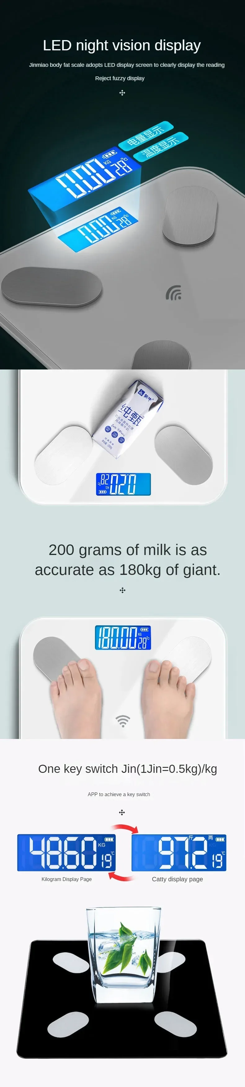 Description Picture 5 of itemElectronic Scale Smart Bluetooth Weighing Human Charging Simple Weight Scale Weighing Household Fat Body Fat Measurement Scale