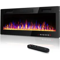 Electric Fireplace, with Multicolor Flame, Timer, Low Noise 50 inch Recessed and Wall Mounted Linear Fireplace Heater 1