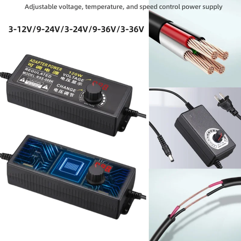 AC To DC Adapter, 3-12V 2A Adjustable Power Supply Lower
